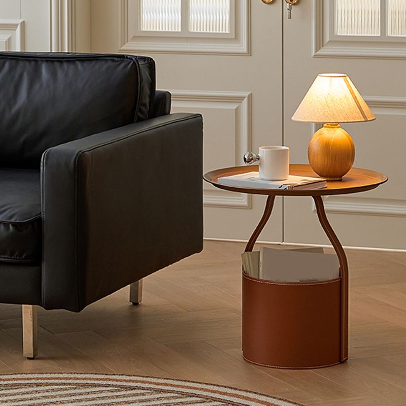 Mesa de esquina de pedestal de mediados de siglo bandeja de bandeja superior de la parte superior del lado con almacenamiento