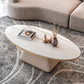 Oval Box Shaped Base Design Slate Table Glam Style Coffee Table