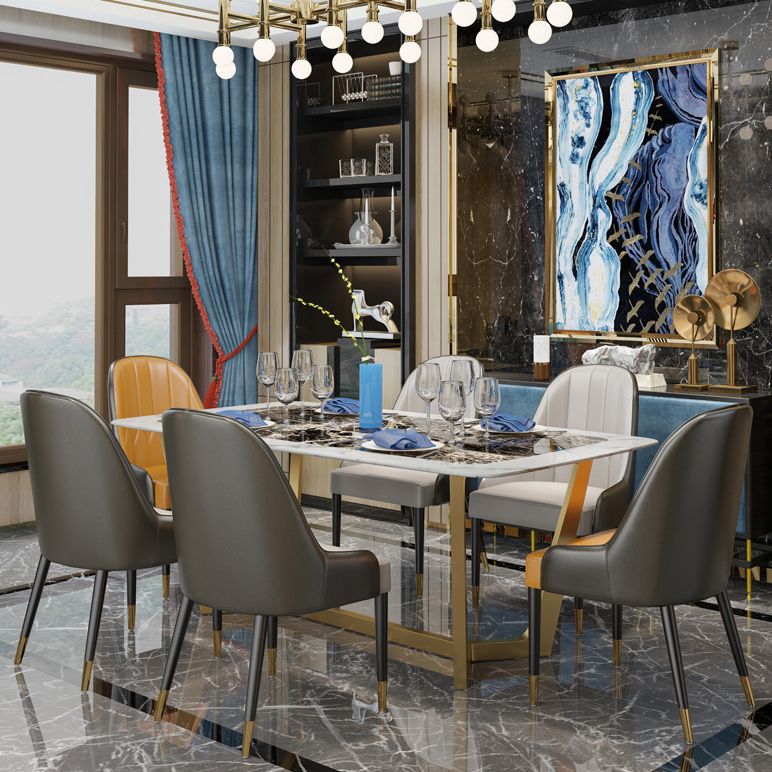 Metal Traditional Luxury Rectangle Table Marble Top Table with Trestle Base Clearhalo ' dining_table' 'Dining Tables & Seating' 'Dining Tables' 'furn' 'furn_dining_table' 'Furniture' 'furniture_dining_table' 'Kitchen & Dining Furniture' 'kitchen&dining_furn' 'kitchen' 'kitchen_dining_table' 1200x1200_a6ee49b2-2a25-4fb3-a069-db741d087eb4