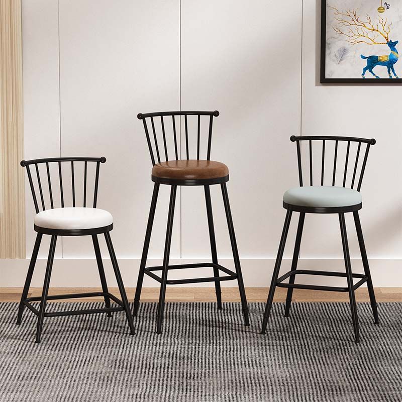 Modern Armless Backrest Counter Stool Steel Milk Tea Shop Bar Stool with Leather Cushion Clearhalo 'Bar Furniture' 'Bar Stools' 'bar_stools' 'furn' 'furn_bar_stools' 'furniture_bar_stools' 'Kitchen & Dining Furniture' 'kitchen&dining_furn' 'kitchen' 'kitchen_furn' Furniture' 1200x1200_a6f055d6-9917-4843-ac9f-1a91a6346119