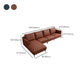 35.43" High Round Arm Sectional Brown/Blue Genuine Leather Sectional