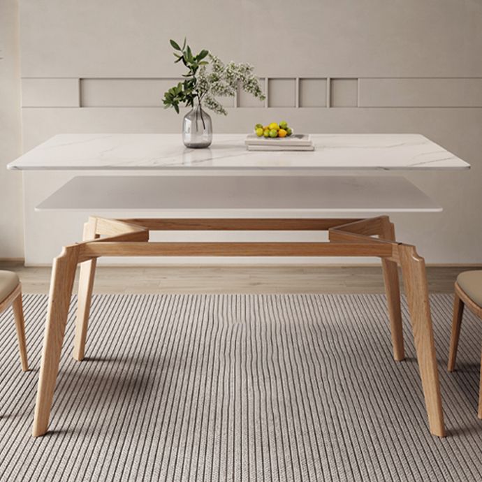 Contemporary Style 1/4/5 Pieces Dining Chairs Set Rectangle Stone Furniture in White