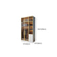 Modern Wood and Glass Wardrobe Freestanding Wardrobe with Soft Close Drawers and Doors