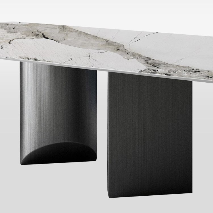 Silver Base Dinner Room Kitchen Table Contemporary Dining Table