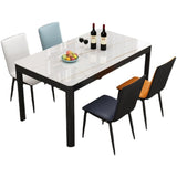 Modern Sintered Stone Dining Table Rectangular Table with Metallic Four-leg Clearhalo ' dining_table' 'Dining Tables & Seating' 'Dining Tables' 'Furniture' 'furniture_dining_table' 'Kitchen & Dining Furniture' 'kitchen&dining_furn' 'kitchen' 'kitchen_dining_table' 1200x1200_a6f77e9e-7527-4315-b165-e9813d5d794c