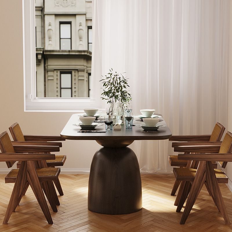 Solid Wood Dining Table in Brown for Restaurant Modern Table with Wooden Base Clearhalo ' dining_table' 'Dining Tables & Seating' 'Dining Tables' 'furn' 'furn_dining_table' 'Furniture' 'furniture_dining_table' 'Kitchen & Dining Furniture' 'kitchen&dining_furn' 'kitchen' 'kitchen_dining_table' 1200x1200_a6f77f18-33c6-4874-9674-eb0ebdca0f60