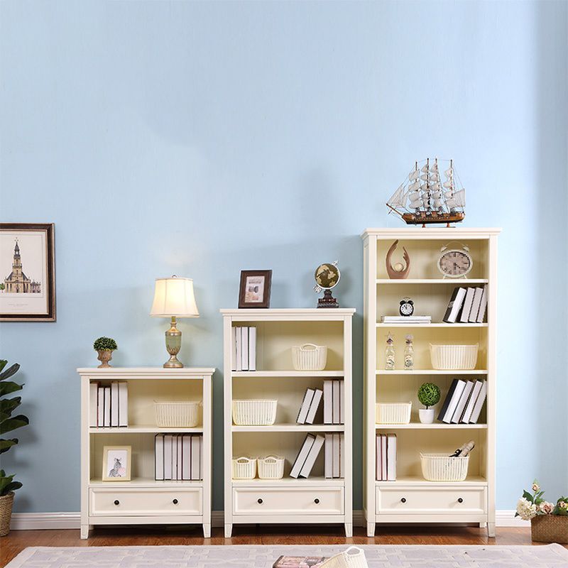 Modern Style Closed Back Bookcase Standard Wooden Bookshelf  in White