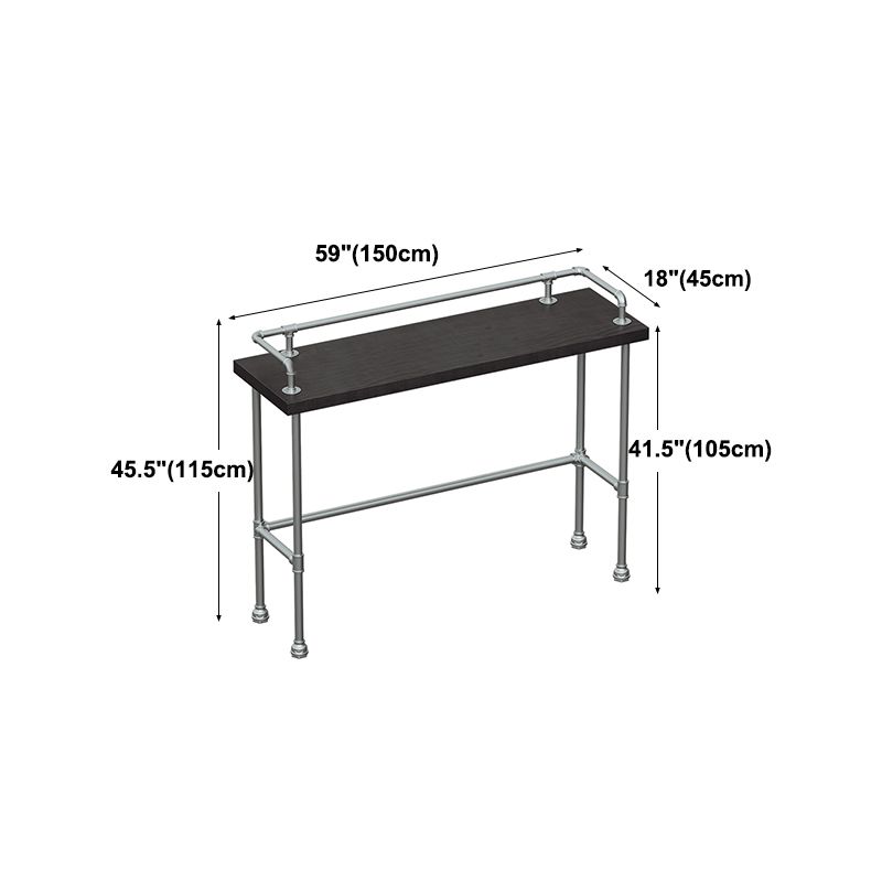 Industrial Wood Pub Table with Rectangle Table Top Silver Trestle Table - 42" H Clearhalo 'Bar Furniture' 'Bar Tables' 'bar_tables' 'furn' 'furn_bar_tables' 'Furniture' 'furniture_bar_tables' 'Kitchen & Dining Furniture' 1200x1200_a6fa7aee-d677-4616-be1d-35483d4726ce