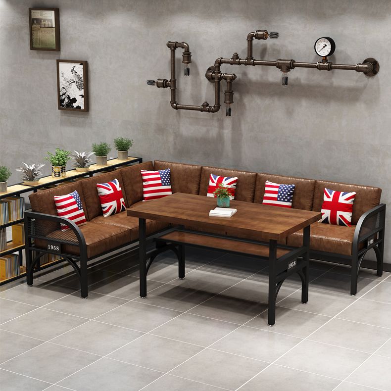 Industrial Style Solid Wood Dinner Room Kitchen Table Brown Metal Base Table for Dinning Room Clearhalo ' dining_table' 'Dining Tables & Seating' 'Dining Tables' 'furn' 'furn_dining_table' 'Furniture' 'furniture_dining_table' 'Kitchen & Dining Furniture' 'kitchen&dining_furn' 'kitchen' 'kitchen_dining_table' 1200x1200_a6fbcfe0-e758-4ace-8dde-6d30db9e6ba9
