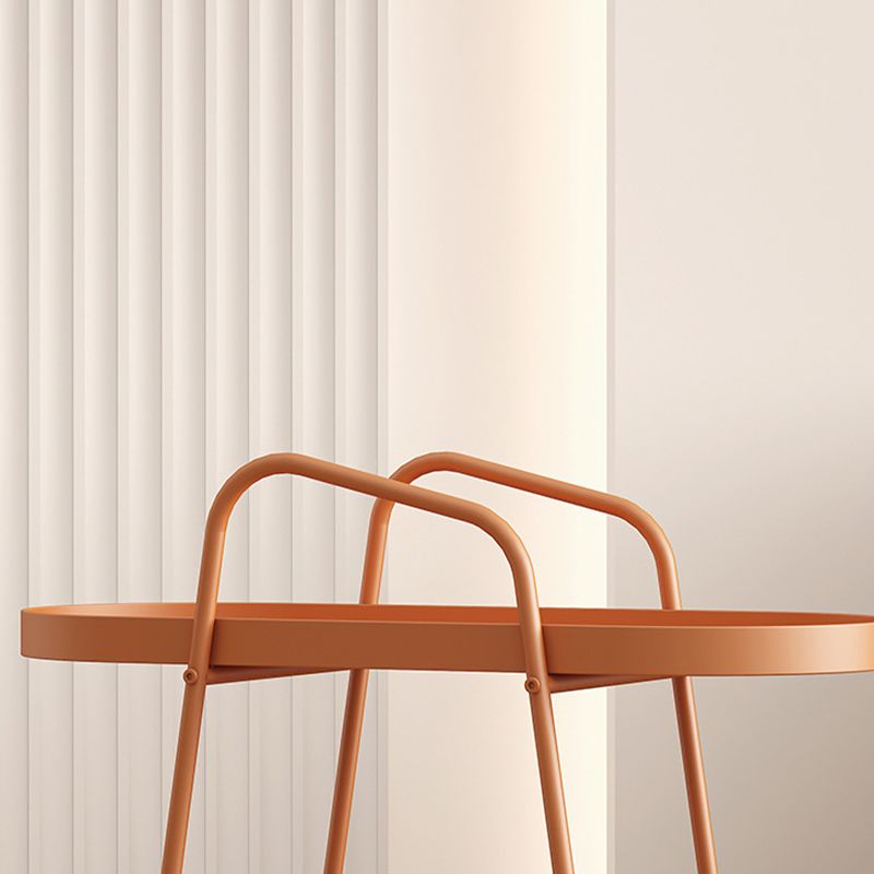 Oval 2-Tier End Table with Casters Mid-Century Modern Metal Side Table Clearhalo 'Coffee & Accent Tables' 'End & Side Tables' 'end_side_tables' 'furn' 'furn_end_side_tables' 'Furniture' 'Living Room Furniture' 1200x1200_a6fc73f9-d46c-416b-84a2-bd5d6f28624e