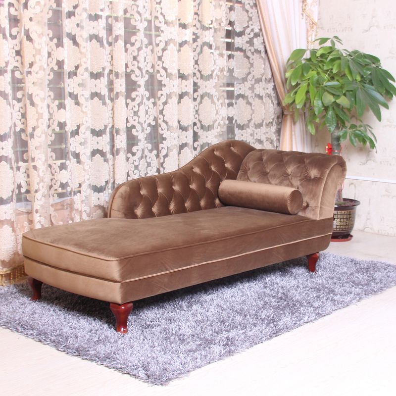Traditional Micro-velvet Chaise Lounge Chair with One Arms, Upholstered Accent Chair Clearhalo 'Chairs & Seating' 'Chaise Lounge' 'chaise_lounge' 'furn' 'furn_chaise_lounge' 'Furniture' 'Living Room Furniture' 1200x1200_a6fe7d29-8c7b-4ae6-9b8a-c7359ee868c9