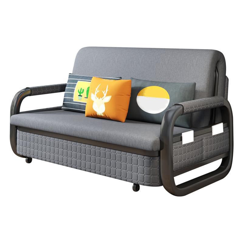 Gray Linen Sofa Bed 37.40" Wide Contemporary Sleeper Sofa with Box