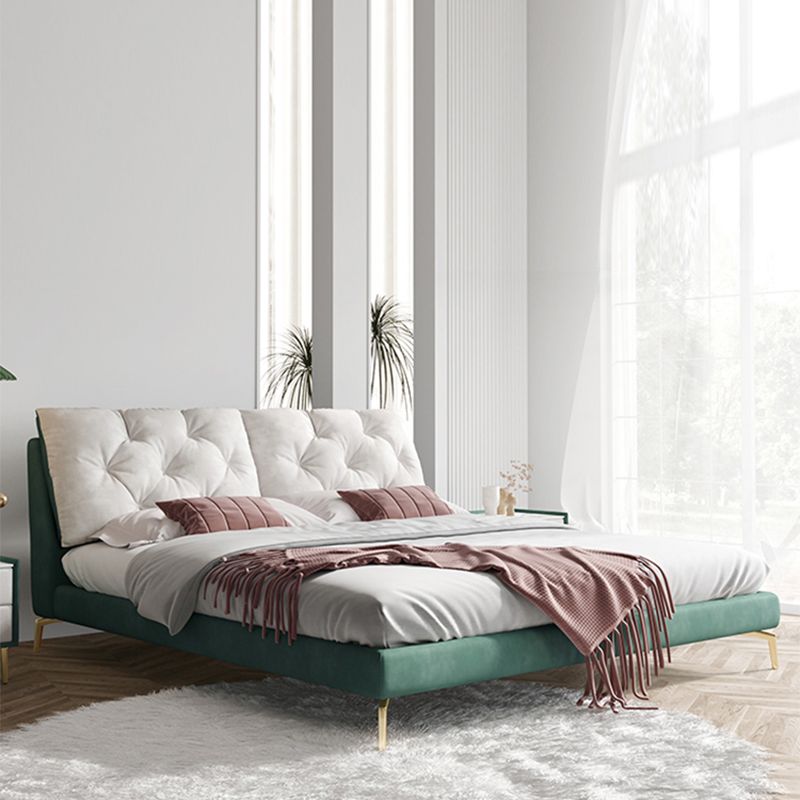Lussuoso telaio da letto imbottito trapuntato King e letto a pannello queen size in verde scuro