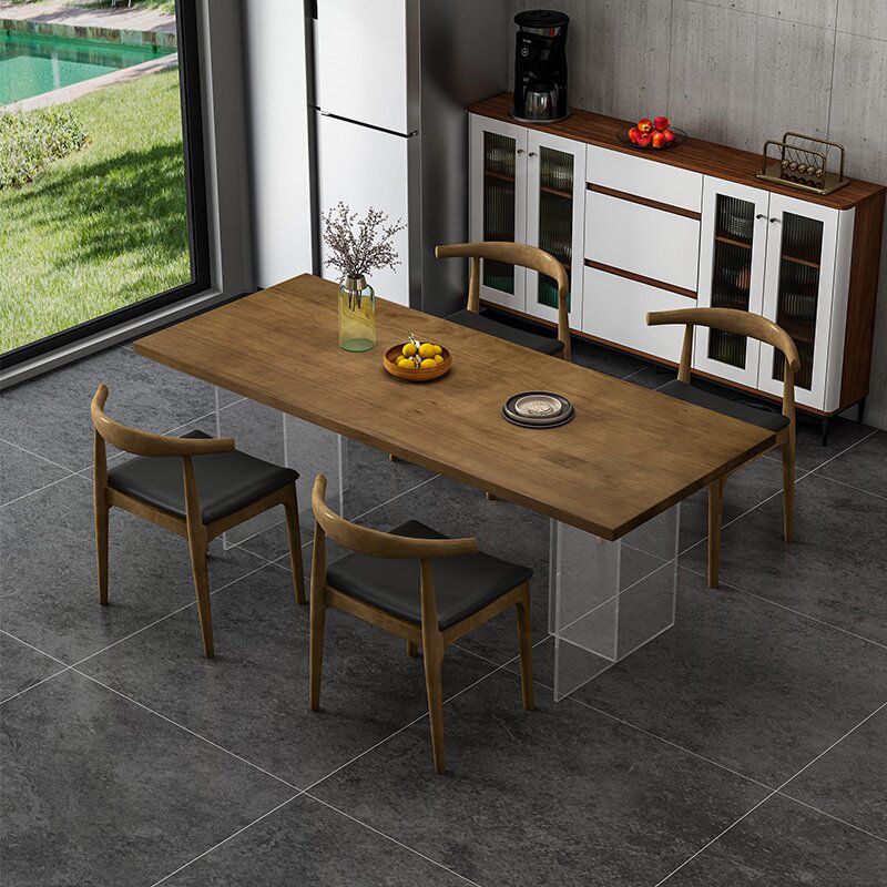 Modern Rectangle Dinette Set 1/4/5 Pieces Brown Pine Wood Dining Table Set Clearhalo 'Dining Room Sets' 'Dining Tables & Seating' 'dining_room_set' 'furn' 'furn_dining_room_set' 'Furniture' 'furniture_dining_room_set' 'Kitchen & Dining Furniture' 1200x1200_a702db41-b456-41a4-87d0-ad1858e24629