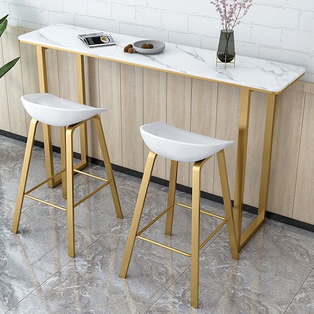 Glam Rectangle Stone Bar Table Indoor Iron Bar Dining Table with Sled Pedestal, Only Table Clearhalo 'Bar Furniture' 'Bar Tables' 'bar_tables' 'furn' 'furn_bar_tables' 'Furniture' 'furniture_bar_tables' 'Kitchen & Dining Furniture' 1200x1200_a7048d35-a2ad-4ff5-9a19-c607c1a450ce