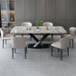 Luxury Style Sintered Stone Table Black Single Pedestal Base Rectangle Table for Home Clearhalo ' dining_table' 'Dining Tables & Seating' 'Dining Tables' 'furn' 'furn_dining_table' 'Furniture' 'furniture_dining_table' 'Kitchen & Dining Furniture' 'kitchen&dining_furn' 'kitchen' 'kitchen_dining_table' 1200x1200_a704ef6c-9538-412e-9360-735d7790df7a