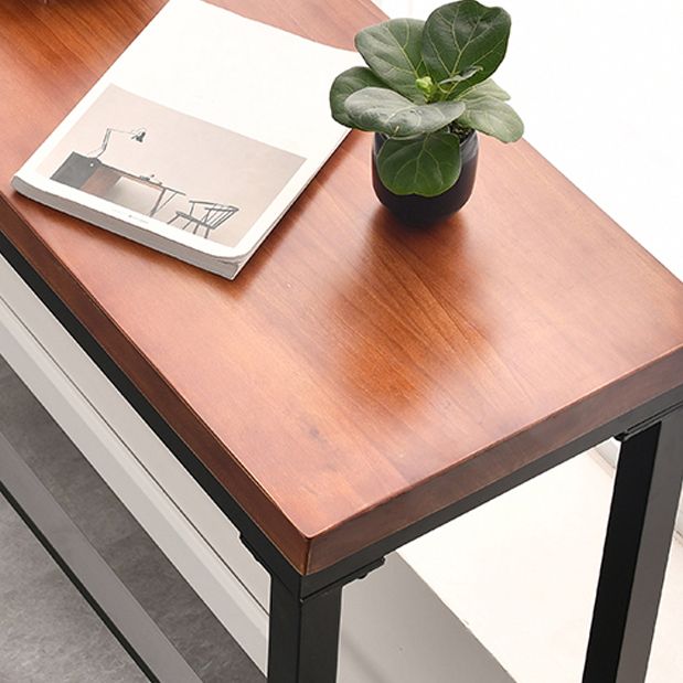 Dark Brown Modern Style Bar Table Solid Wood and Metal Coffee Shop Bar Table Clearhalo 'Bar Furniture' 'Bar Tables' 'bar_tables' 'furn' 'furn_bar_tables' 'Furniture' 'furniture_bar_tables' 'Kitchen & Dining Furniture' 1200x1200_a705852a-ae1a-4923-966d-17e4bbd19444