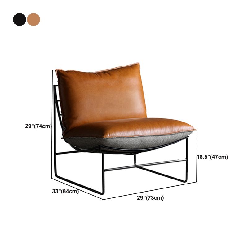 Contemporary Faux Leather Armless with Pillow Pillow Back Parsons Chair