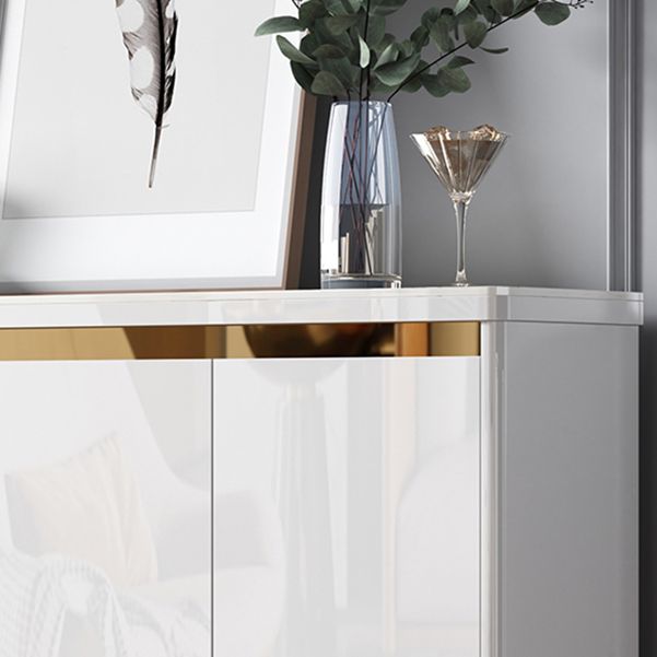Glam Style Stone Sideboard Buffet Dining Room 34"H 3-Drawers Buffet Server in White Clearhalo 'buffet_sideboard' 'Buffets & Sideboards' 'furn' 'furn_buffet_sideboard' 'Furniture' 'Kitchen & Dining Furniture' 1200x1200_a706a56f-50fd-4781-a441-d05f4201a425