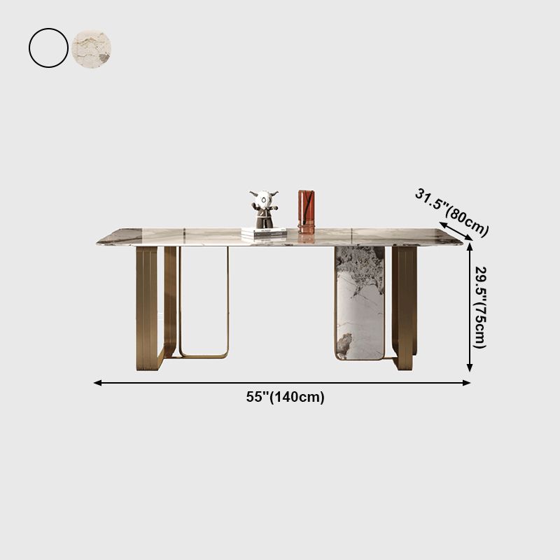 Rectangle Stainless Steel Dining Site Table Traditional Luxury Dinette Table for Home Clearhalo ' dining_table' 'Dining Tables & Seating' 'Dining Tables' 'furn' 'furn_dining_table' 'Furniture' 'furniture_dining_table' 'Kitchen & Dining Furniture' 'kitchen&dining_furn' 'kitchen' 'kitchen_dining_table' 1200x1200_a706a62c-2cce-4adc-ab2d-2f2ccfbc386b