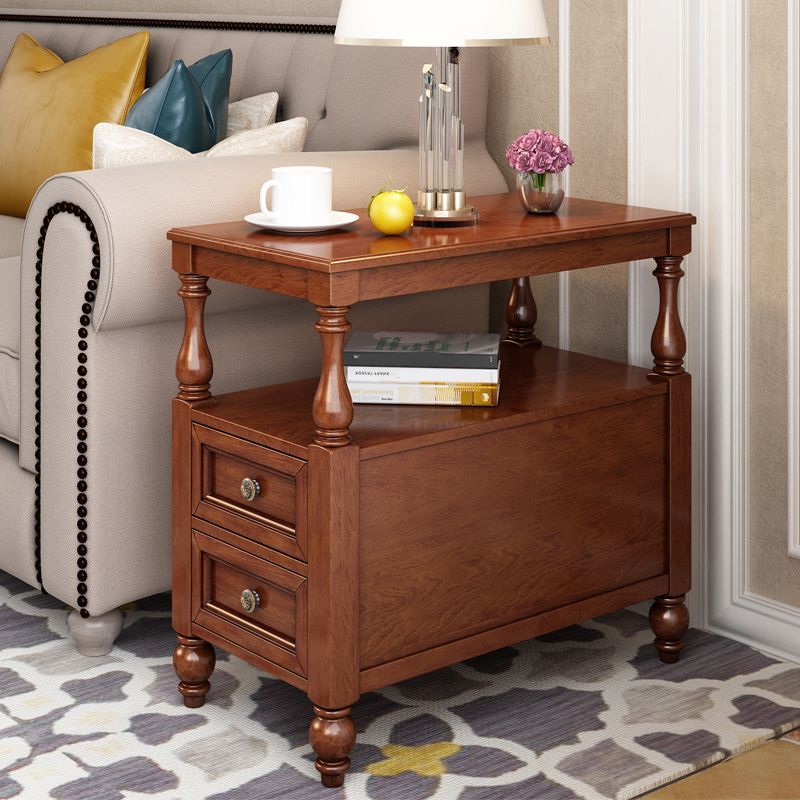 4 Legs Side Table Modern Wood Gold 2-Drawer Side End Snack Table Clearhalo 'Coffee & Accent Tables' 'End & Side Tables' 'end_side_table' 'end_side_tables' 'furn' 'furn_end_side_tables' 'Furniture' 'furniture_end_side_table' 'Living Room Furniture' 1200x1200_a7085fd3-9d78-4424-9b42-08bce234cd9c