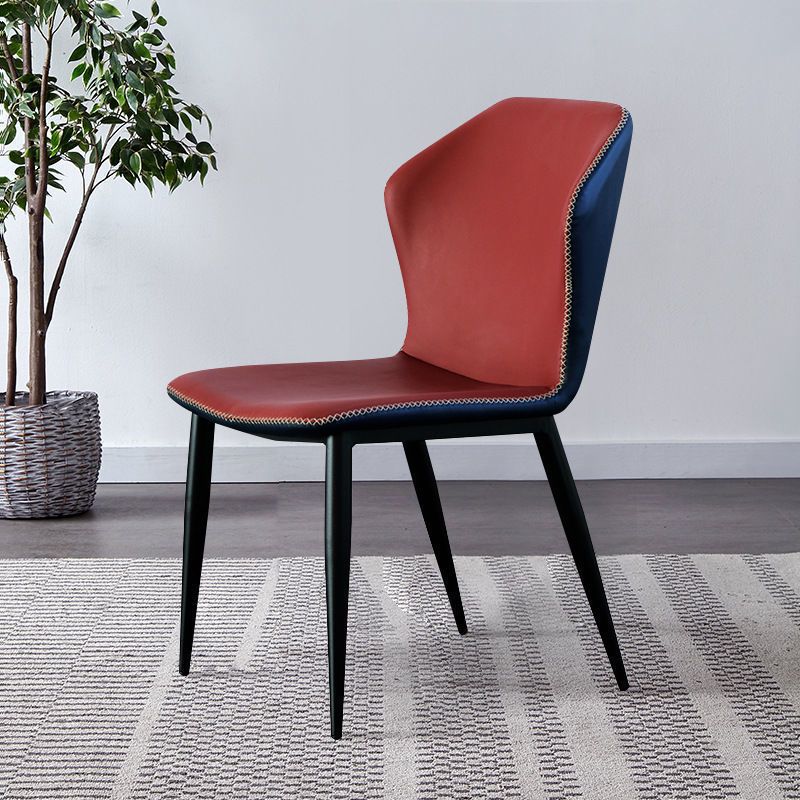 Silla de comedor de cuero falso silla lateral de estilo industrial