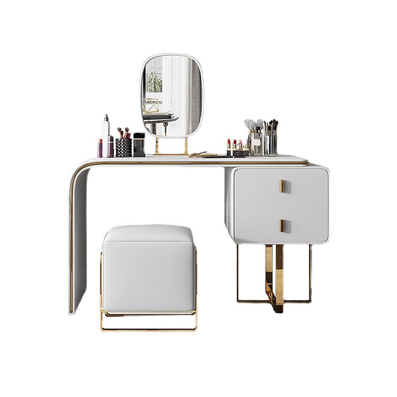 Tavolo da tavolo da vanità in pelle finta 28,7 "h glam 2 cassetti tavolo da trucco vanità