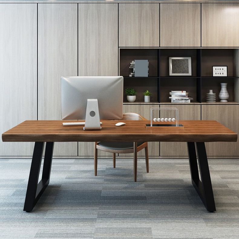 29"H Industrial Office Desk Rectangular Solid Wood Writing Desk Clearhalo 'furn' 'furn_office_desk' 'Furniture' 'Office Desks' 'Office Furniture' 'office_desk' 1200x1200_a70a5273-dcca-4130-8fb1-141bdcb6285a