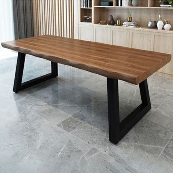 Industrial Rectangle Solid Wood Standard Height Double Pedestal Dining Table Clearhalo 'Dining Tables & Seating' 'Dining Tables' 'dining_table' 'furn' 'furn_dining_table' 'Furniture' 'Kitchen & Dining Furniture' 1200x1200_a70cf222-9478-4d2e-aadd-50c1f82619fb