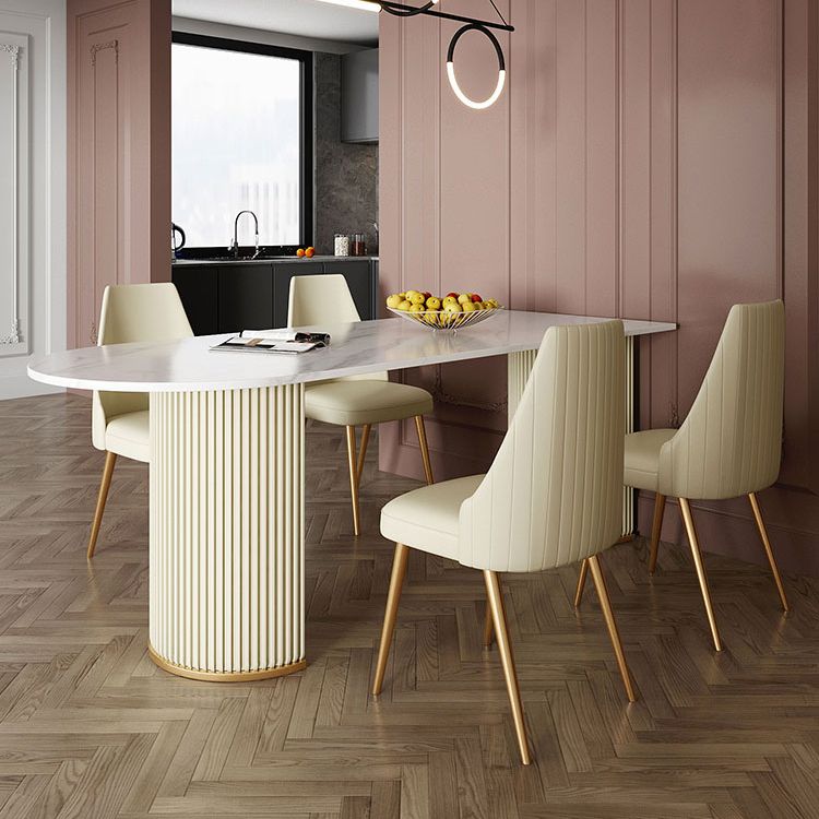 Free Form Dining Table Sintered Stone Table Luxury Style with Double Pedestal Clearhalo ' dining_table' 'Dining Tables & Seating' 'Dining Tables' 'furn' 'furn_dining_table' 'Furniture' 'furniture_dining_table' 'Kitchen & Dining Furniture' 'kitchen&dining_furn' 'kitchen' 'kitchen_dining_table' 1200x1200_a70d1ee2-6699-4449-af9f-2d6c5b7c5f5e