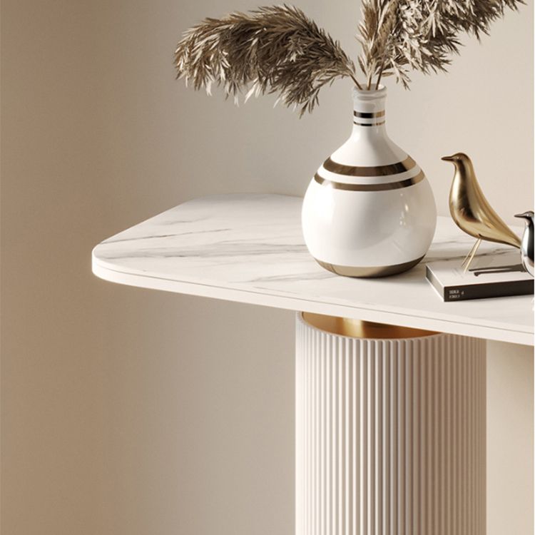 Tavolo di divano console in pietra glam rettangolare tavolino in metallo per sala