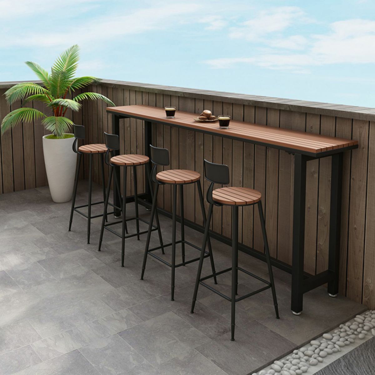 Artificial Wood Bar Dining Table Modern Rectangle Bar Table with Trestle for Balcony Clearhalo 'Bar Furniture' 'Bar Tables' 'bar_tables' 'furn' 'furn_bar_tables' 'Furniture' 'Kitchen & Dining Furniture' 1200x1200_a70da963-f989-4d34-a99a-1681c24e5591