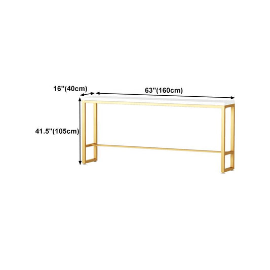 Glam Iron Bar Dining Table White Wood Rectangle Indoor Bistro Table with Footrest Clearhalo 'Bar Furniture' 'Bar Tables' 'bar_tables' 'furn' 'furn_bar_tables' 'Furniture' 'furniture_bar_tables' 'Kitchen & Dining Furniture' 1200x1200_a70e1a6f-4ac8-4a53-a684-b505956cb327