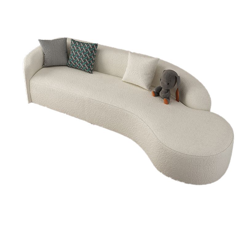 Contemporary 23.62 "/27.55" H White Wool Curved Sofa for Living Room