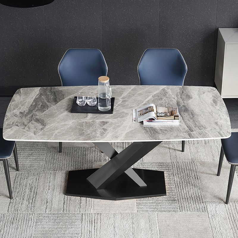 Stone Top Dining Table Modern Rectangle Dining Table with Black Base Clearhalo 'Dining Tables & Seating' 'Dining Tables' 'dining_table' 'Furniture' 'furniture_dining_table' 'Kitchen & Dining Furniture' 'kitchen' 'kitchen_dining_table' 1200x1200_a70f91be-b0ef-49d9-b28f-7d687fd9f2ec