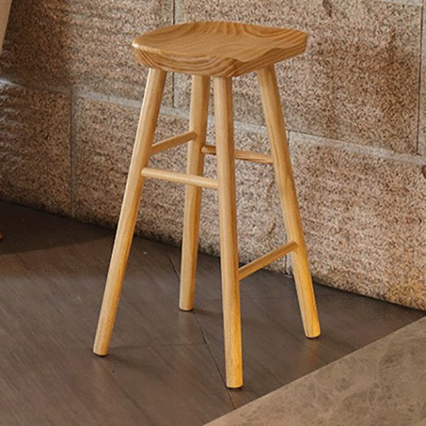 Modern Armless Backless Counter Stool Wood Cafe Bar Stool with Pedal