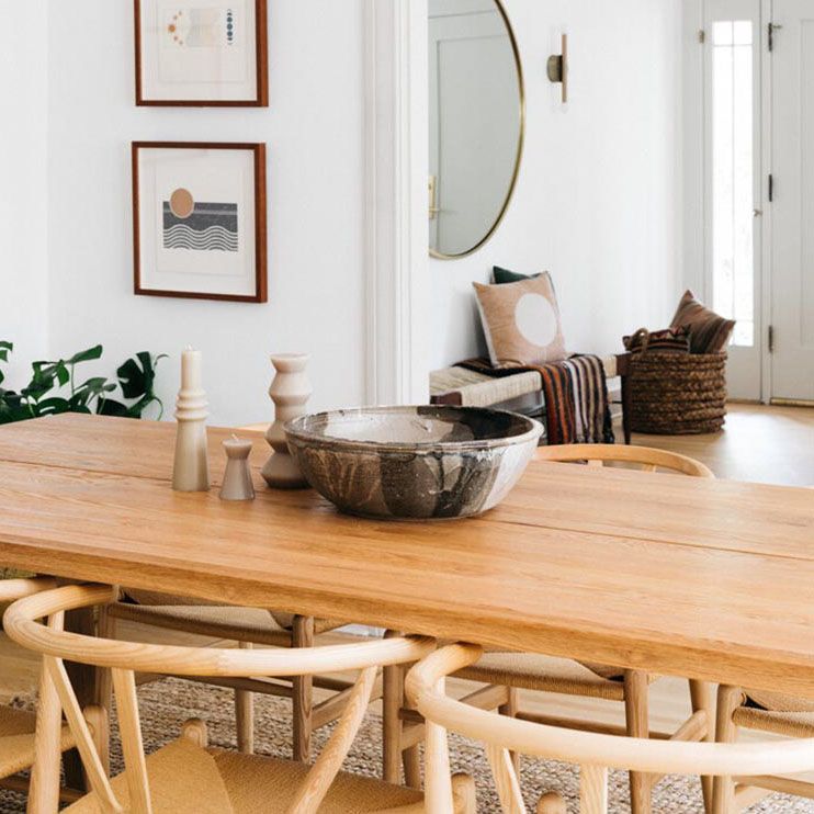 Mesa de comedor de forma rectangular escritorio de cocina de madera maciza de pino moderno