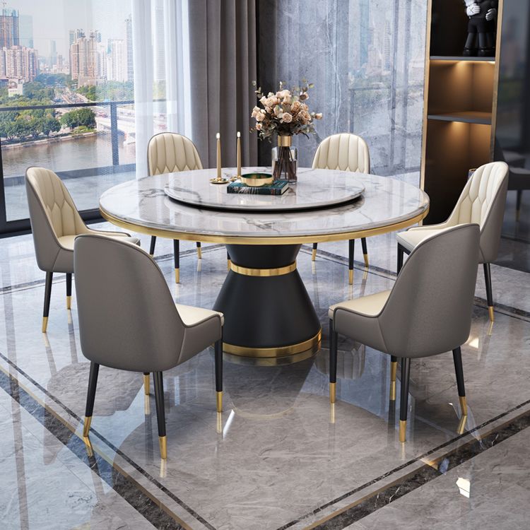 Marble Dining Table Luxury Style Single Pedestal Base Round Table for Home Clearhalo ' dining_table' 'Dining Tables & Seating' 'Dining Tables' 'furn' 'furn_dining_table' 'Furniture' 'furniture_dining_table' 'Kitchen & Dining Furniture' 'kitchen&dining_furn' 'kitchen' 'kitchen_dining_table' 1200x1200_a7128bb2-0a32-4737-ab30-cd7f5ad3ec27