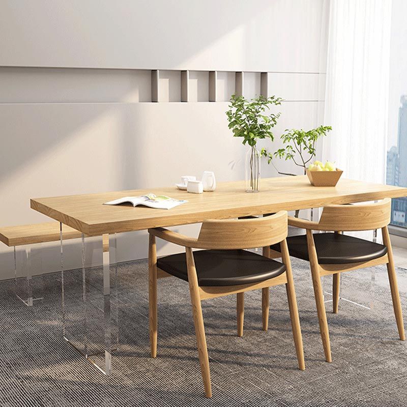 Minimalismo Mesa de madera maciza para mesa rectángica de restaurantes con base acrílica