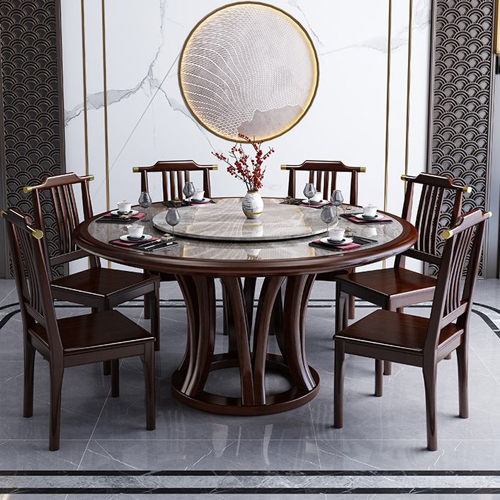 Traditional Round Dining Table for Home Brown Solid Wood Dinette Table Clearhalo 'Dining Tables & Seating' 'Dining Tables' 'dining_table' 'furn' 'furn_dining_table' 'Furniture' 'Kitchen & Dining Furniture' 1200x1200_a714b00c-30f2-4a50-b8a8-f0c75bb307d1