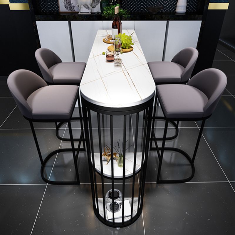 Modern Stone Bar Table Metal Base Dining Table with Storage Shelves Clearhalo 'Bar Furniture' 'Bar Tables' 'bar_tables' 'furn' 'furn_bar_tables' 'Furniture' 'Kitchen & Dining Furniture' 1200x1200_a7154290-1051-467c-82ef-ca5459631fda