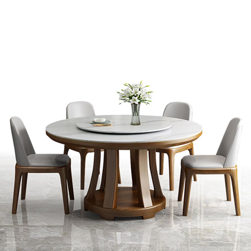 Sintered Stone Dining Table Round Dinner Table with Rubberwood Base for Dining Room Clearhalo 'Dining Tables & Seating' 'Dining Tables' 'dining_table' 'furn' 'furn_dining_table' 'Furniture' 'Kitchen & Dining Furniture' 1200x1200_a7155ae9-fa3f-48b4-a77c-d93aba90bc89