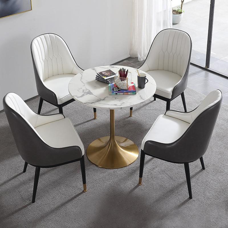 Contemporary Marble Dining Set 1/2/4/5 Pieces Round Dining Table Set with Padded Chairs Clearhalo 'Dining Room Sets' 'Dining Tables & Seating' 'dining_room_set' 'furn' 'furn_dining_room_set' 'Furniture' 'Kitchen & Dining Furniture' 1200x1200_a71946eb-4795-4485-a58d-2c85487c3311