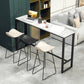 Mesa de bar industrial, altura de barra rectangular, mesa de pub con tapa de piedra para interiores