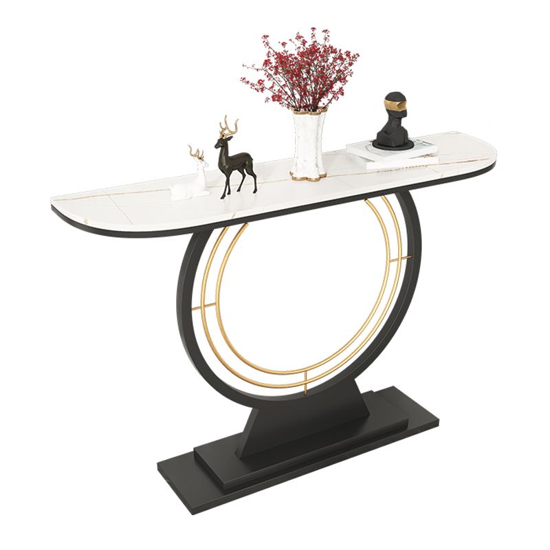 Tavolo di accento di base del piedistallo di ferro con tavolo da cosnole top in pietra mecivaluta