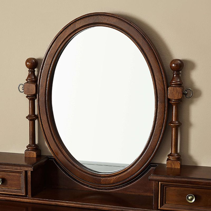 Gespiegelde houten make -upkruidtafel ontlasting in bruine afwerking