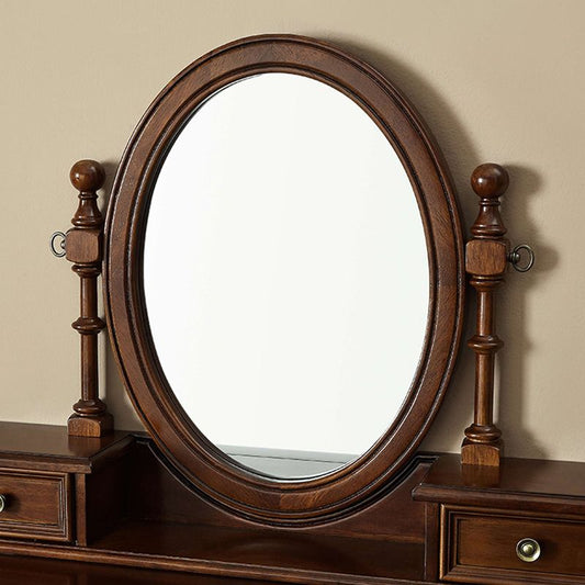 Spiegelte Holz -Make -up -Schminktischhocker in braunem Finish