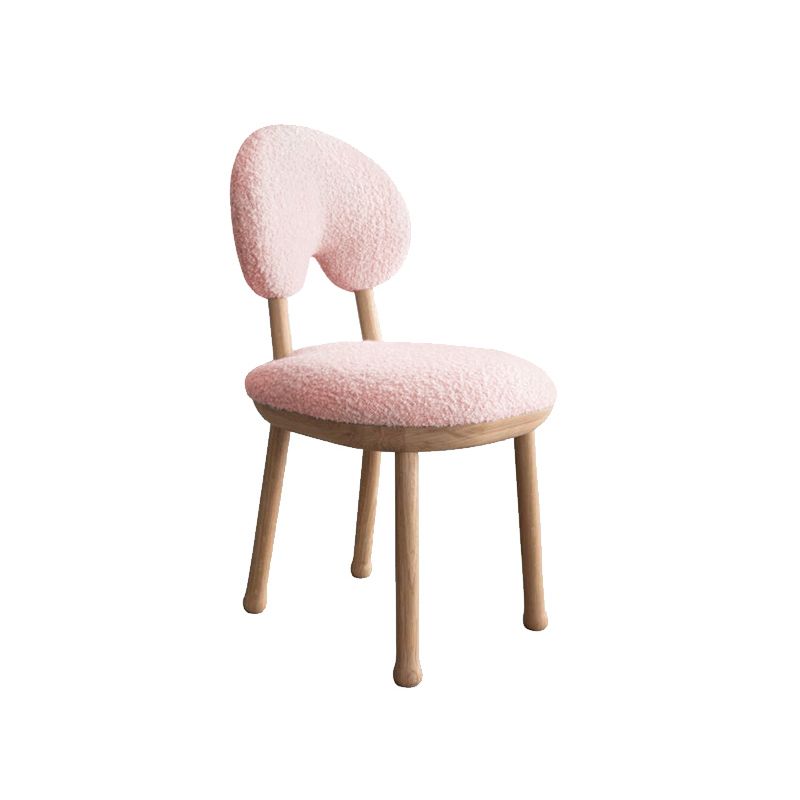 Nordic Tight Back Armless Chair Wool Accent Chair with Basic Four Legs