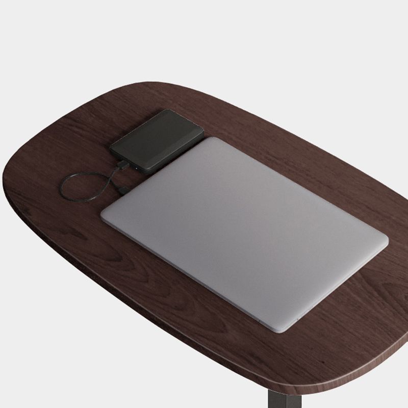 Mesa del lado del pedestal de madera moderno mesa de esquina ovalada minimalista