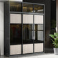 Engineered Wood Storage Cabinet with Glass Doors Contemporary Cabinet with Sliding Doors